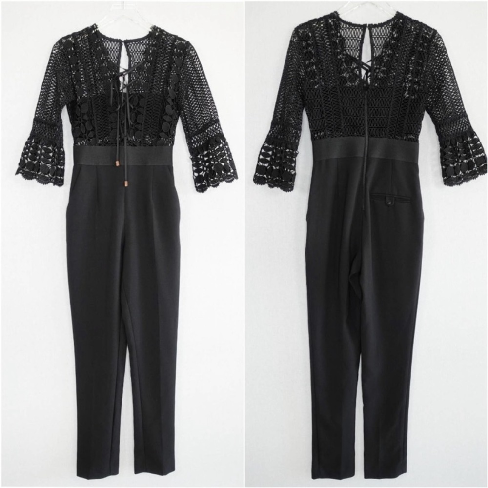 SELF PORTRAIT BLACK LACE JUMPSUIT SIZE 4 - Picture 2 of 4